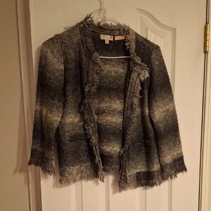 The Limited Charcoal Fringe Sweater